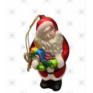 Blown Glass Large Christmas Santa‎ Claus Hanging Ornament Holiday Decoration VTG